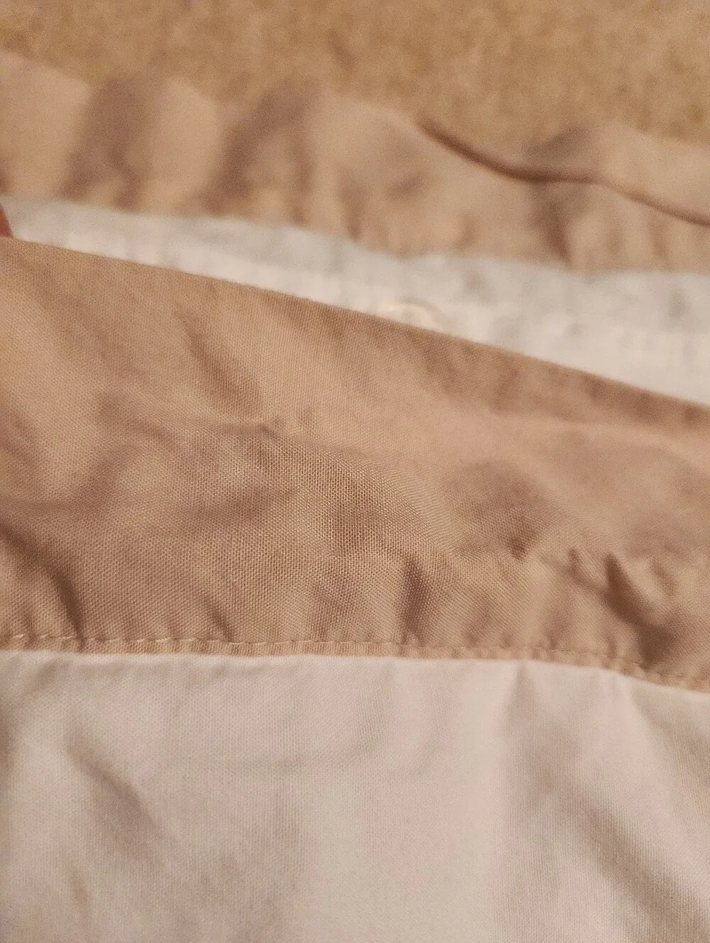 Land's End Duvet Cover Full White With Beige Edges 100% Cotton